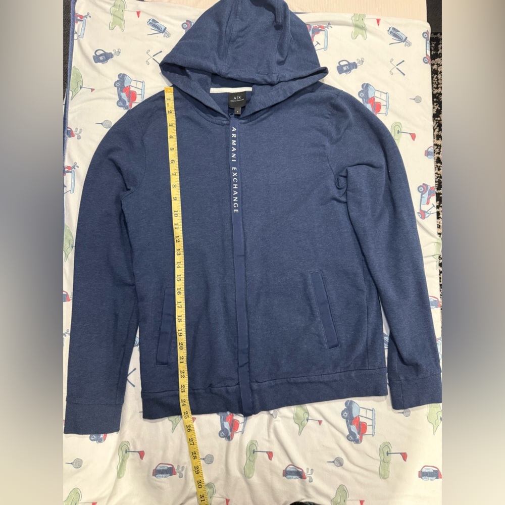 Armani Exchange Men's Dark Blue Hooded Zip-Up Sweater - Picture 5 of 10